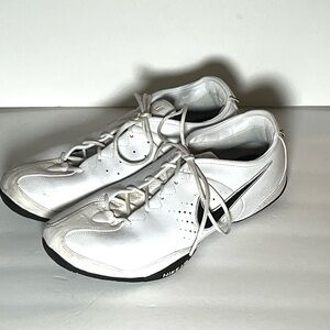 Nike Air White Sneakers with Black Swoosh Accents Size 11